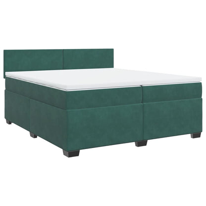 Boxspring met matras fluweel donkergroen 200x200 cm