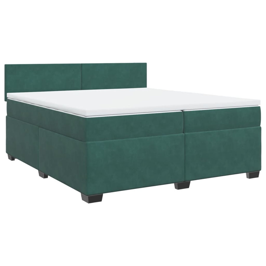 Boxspring met matras fluweel donkergroen 200x200 cm