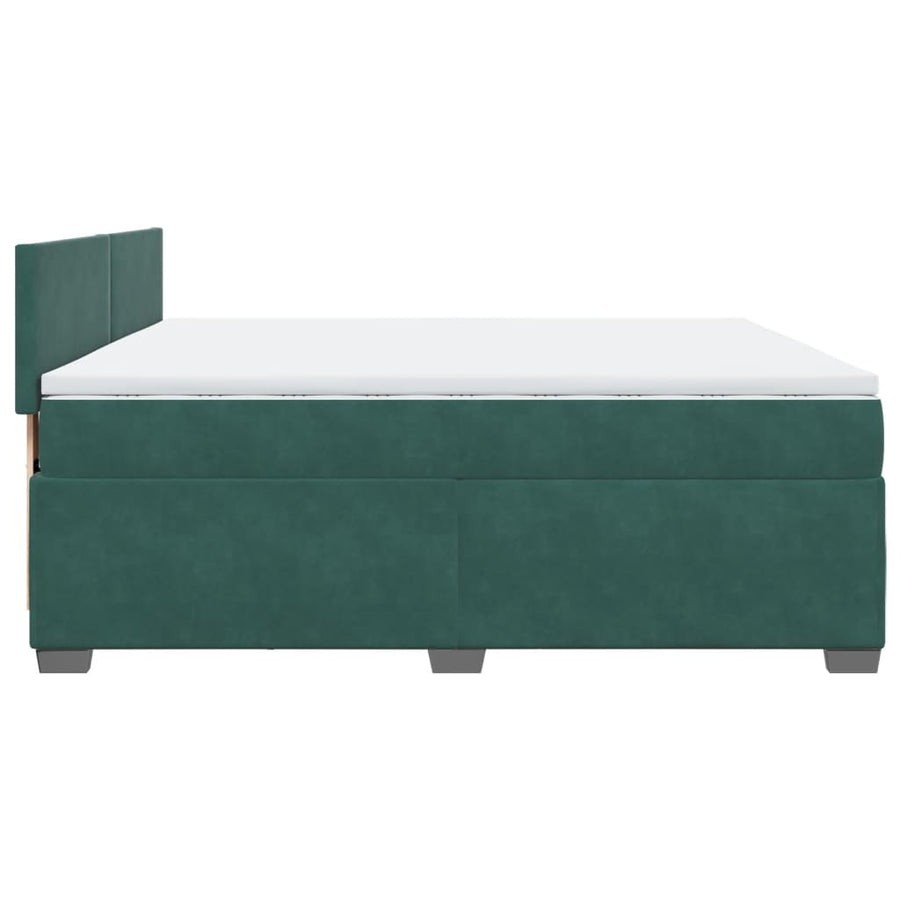 Boxspring met matras fluweel donkergroen 200x200 cm