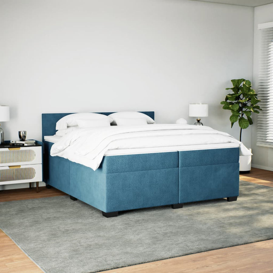 Boxspring met matras fluweel donkerblauw 200x200 cm