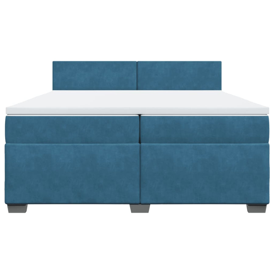 Boxspring met matras fluweel donkerblauw 200x200 cm
