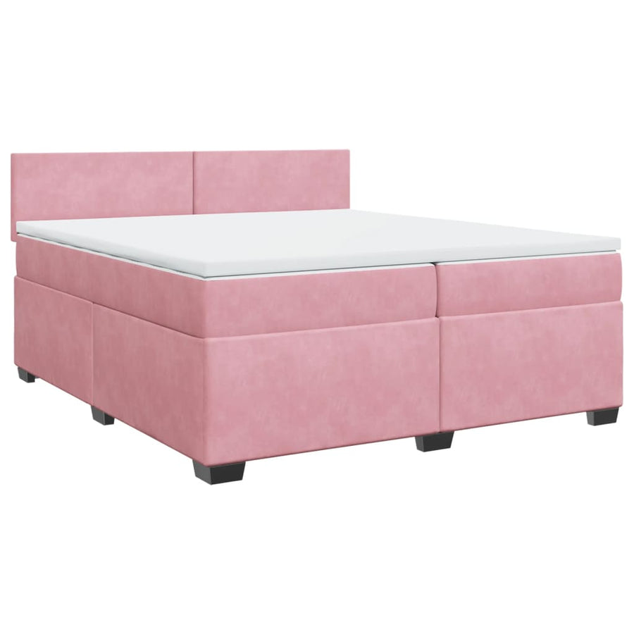 Boxspring met matras fluweel roze 200x200 cm