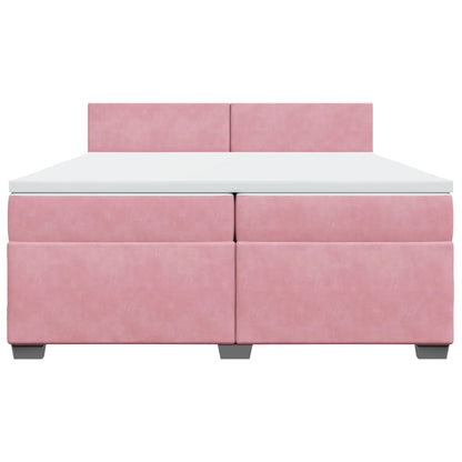 Boxspring met matras fluweel roze 200x200 cm