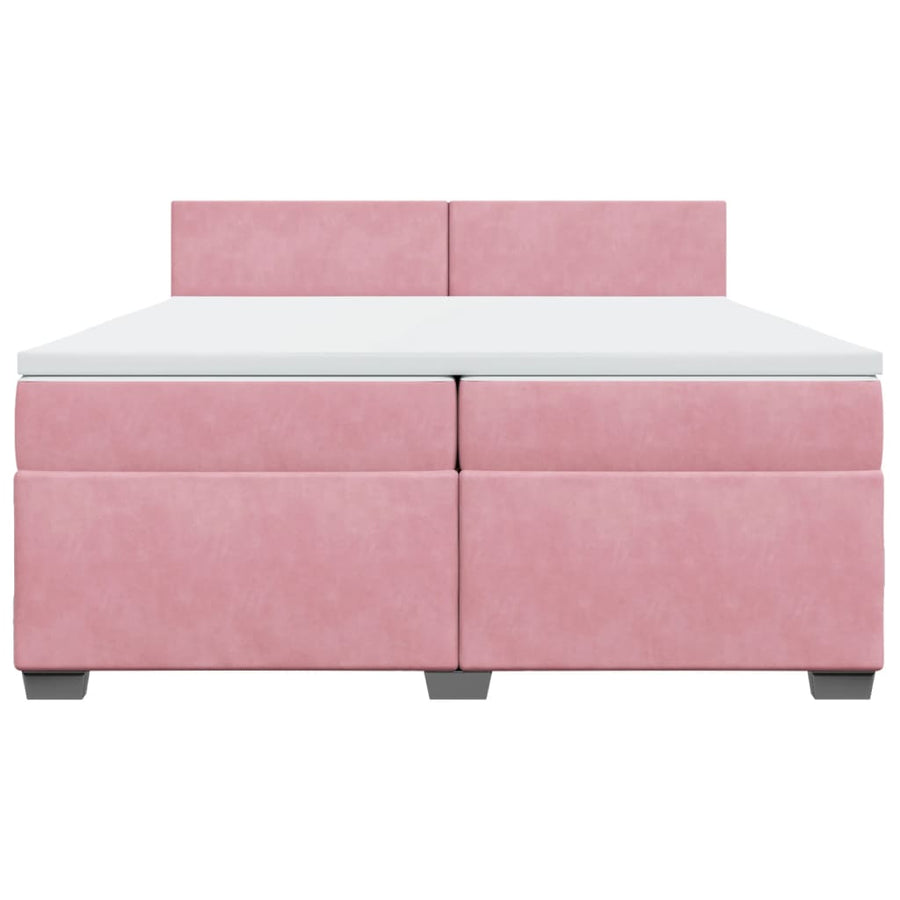 Boxspring met matras fluweel roze 200x200 cm