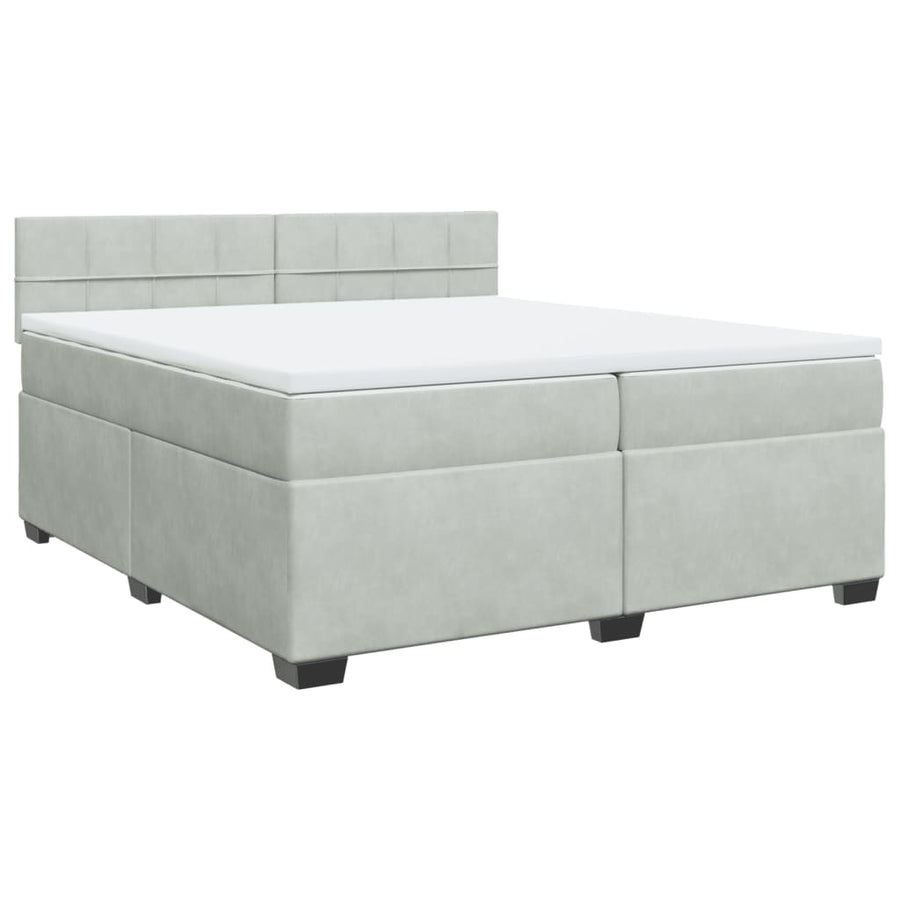 Boxspring met matras fluweel lichtgrijs 200x200 cm