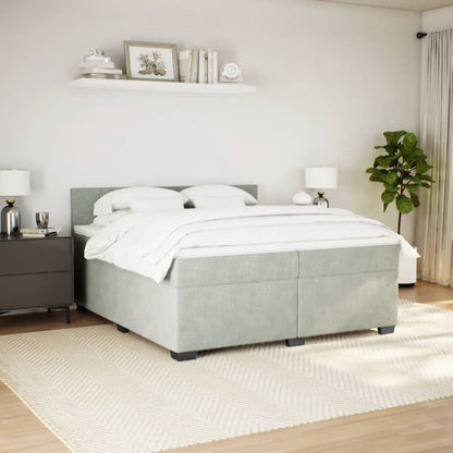 Boxspring met matras fluweel lichtgrijs 200x200 cm