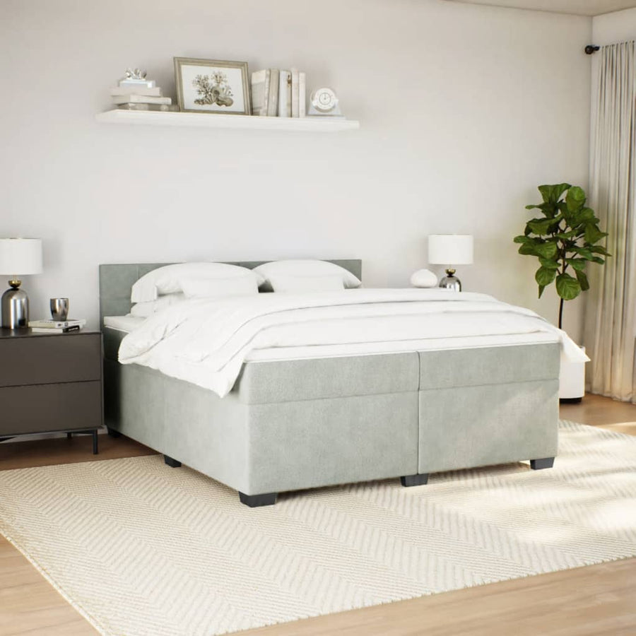 Boxspring met matras fluweel lichtgrijs 200x200 cm
