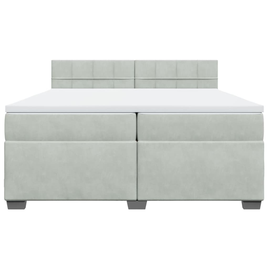 Boxspring met matras fluweel lichtgrijs 200x200 cm