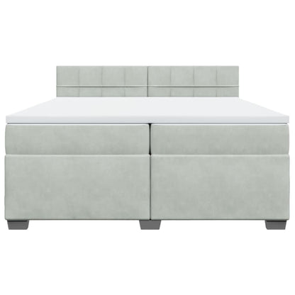 Boxspring met matras fluweel lichtgrijs 200x200 cm