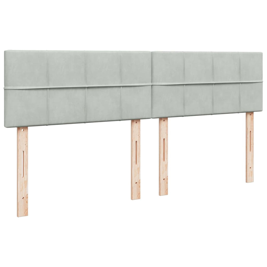 Boxspring met matras fluweel lichtgrijs 200x200 cm