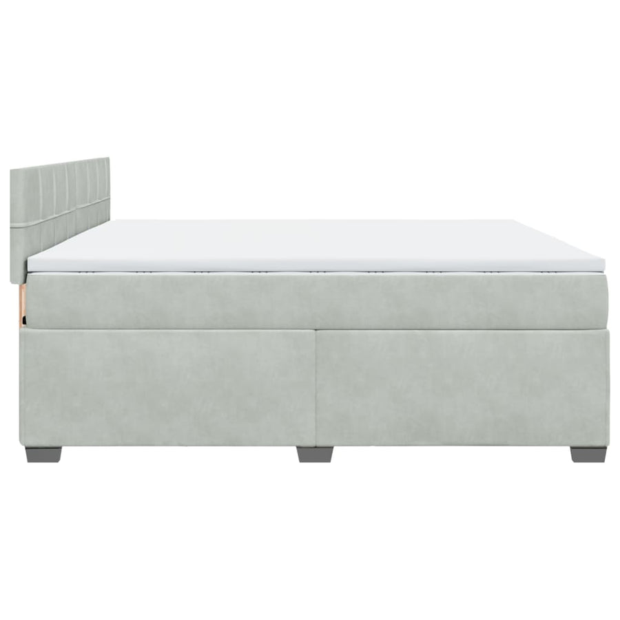 Boxspring met matras fluweel lichtgrijs 200x200 cm