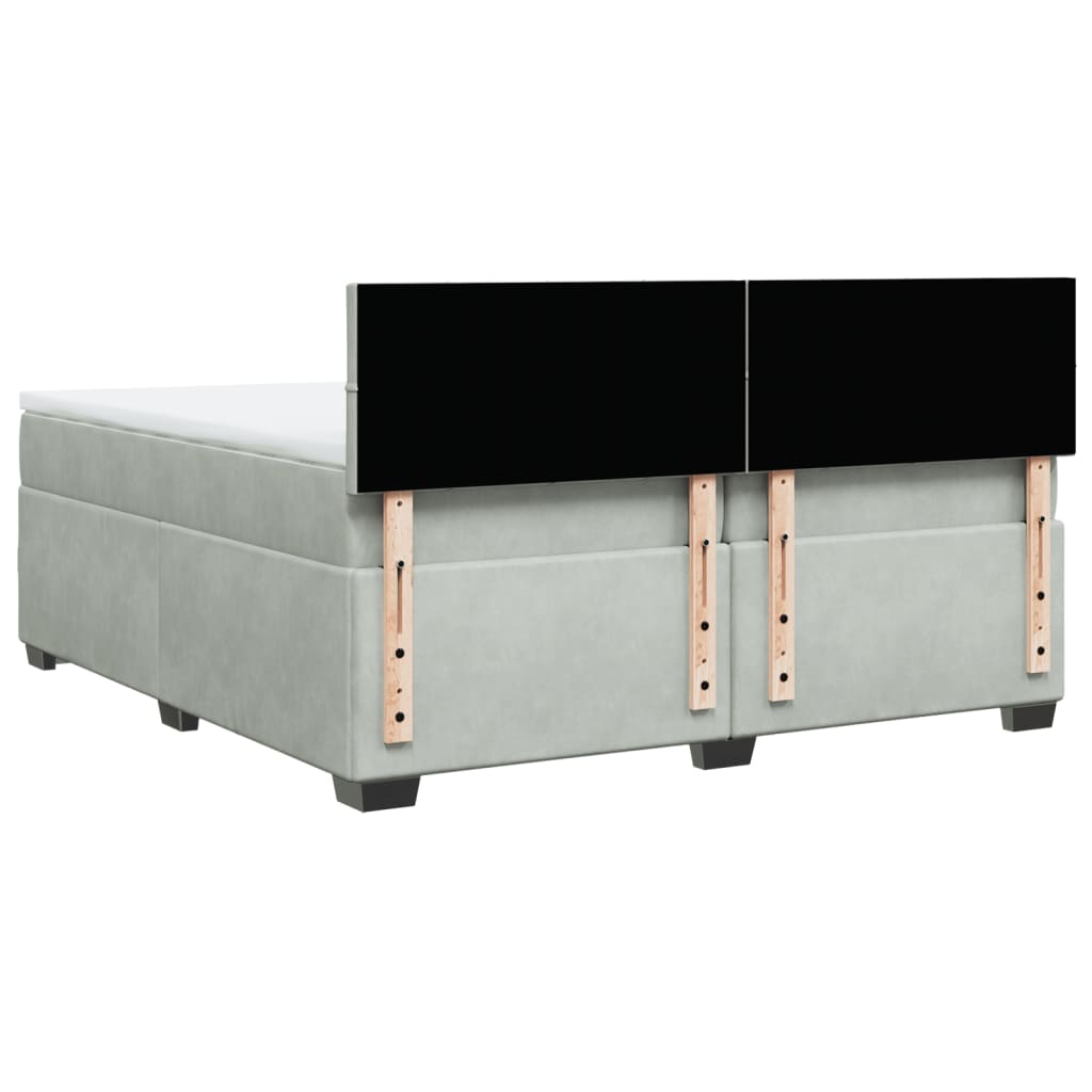 Boxspring met matras fluweel lichtgrijs 200x200 cm