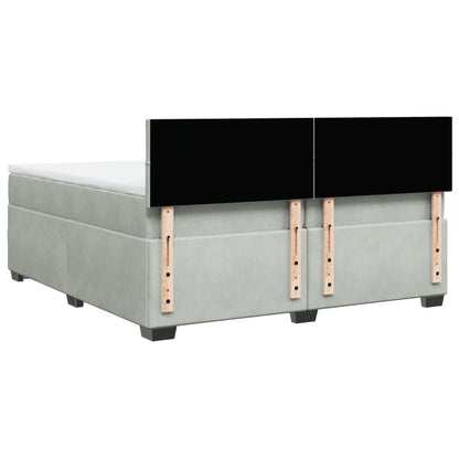 Boxspring met matras fluweel lichtgrijs 200x200 cm