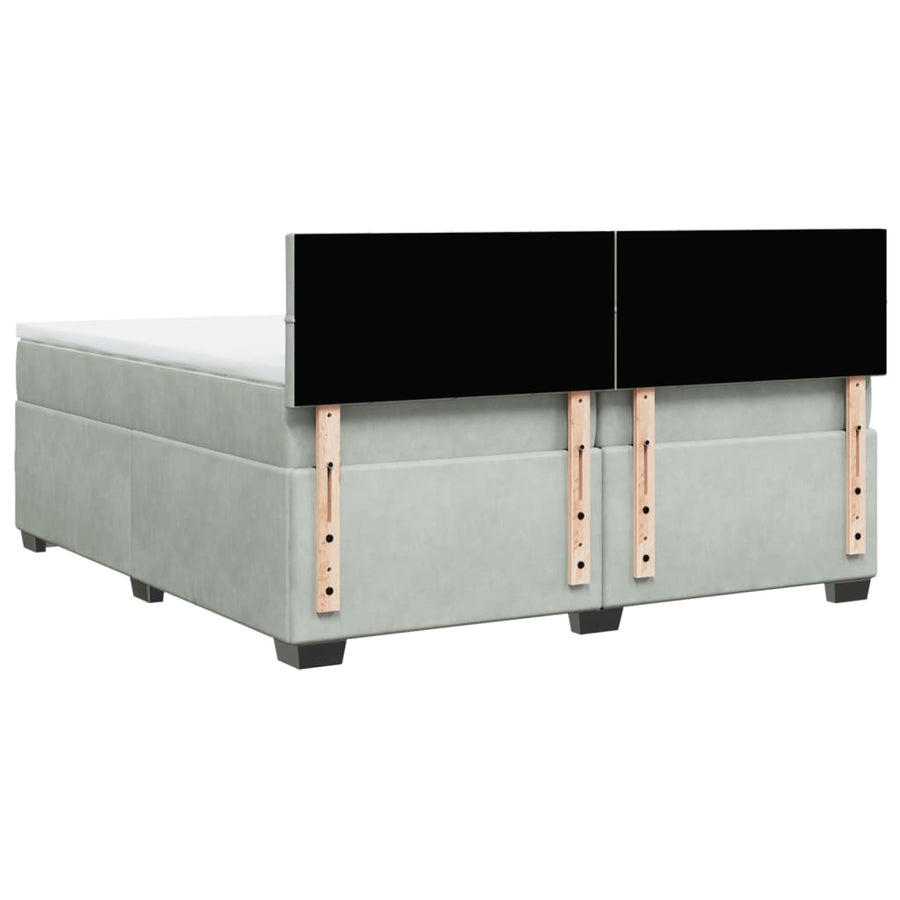 Boxspring met matras fluweel lichtgrijs 200x200 cm