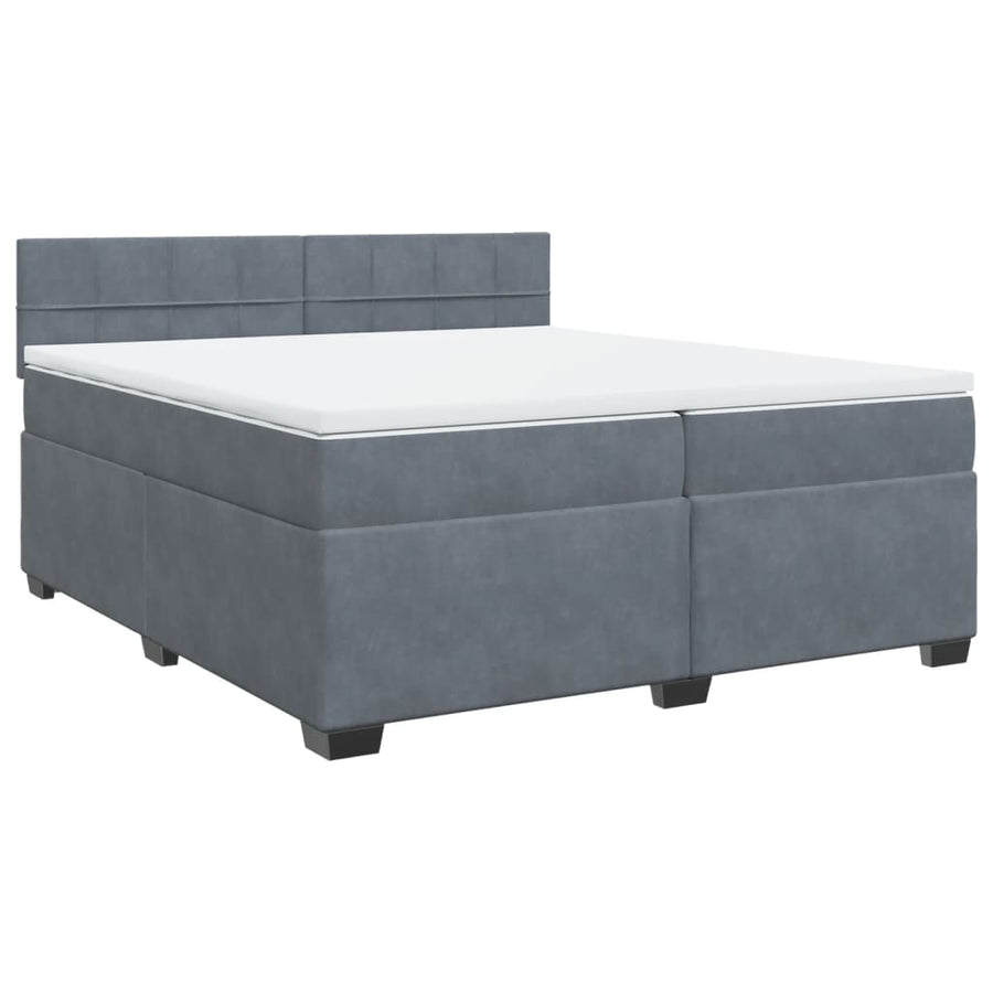 Boxspring met matras fluweel donkergrijs 200x200 cm