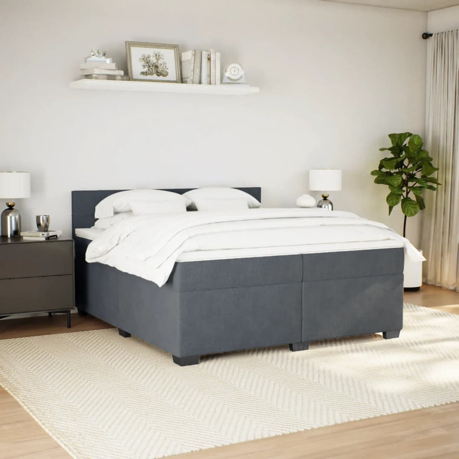 Boxspring met matras fluweel donkergrijs 200x200 cm