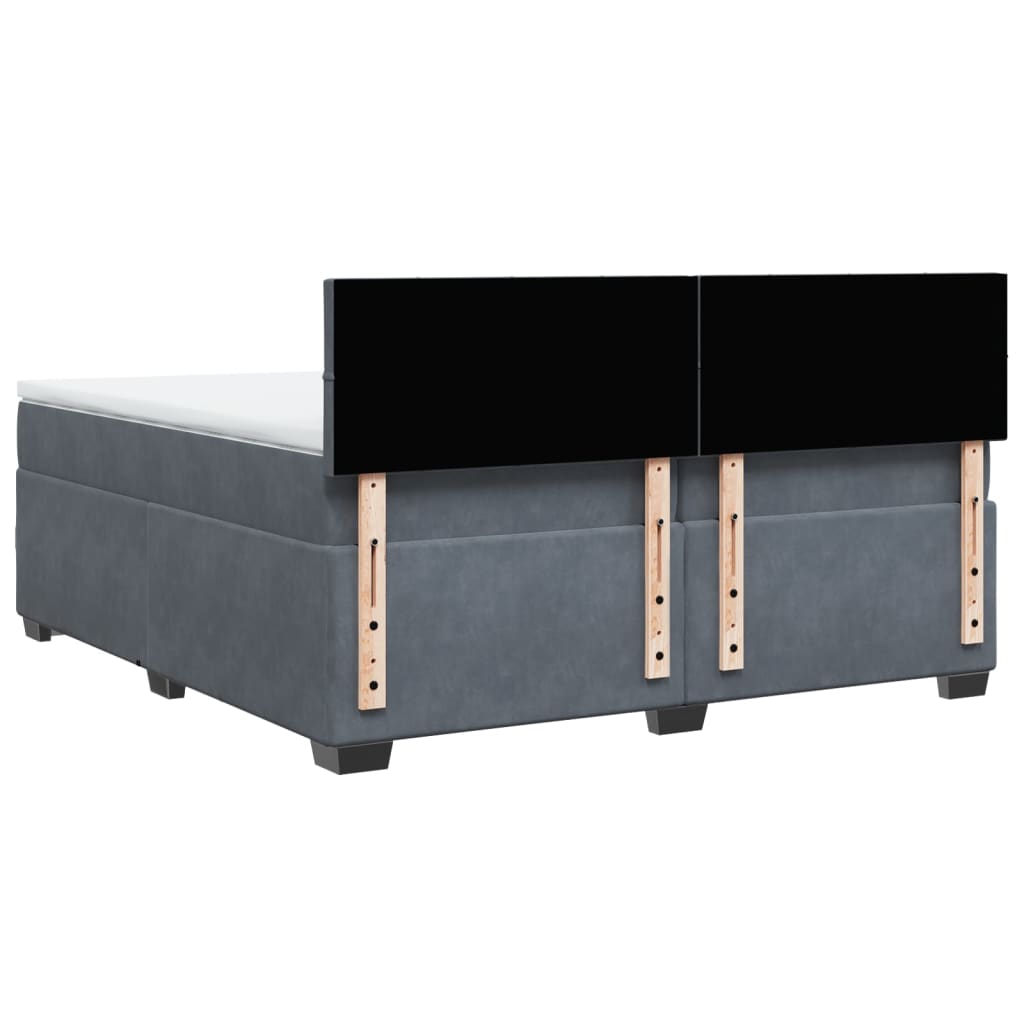 Boxspring met matras fluweel donkergrijs 200x200 cm