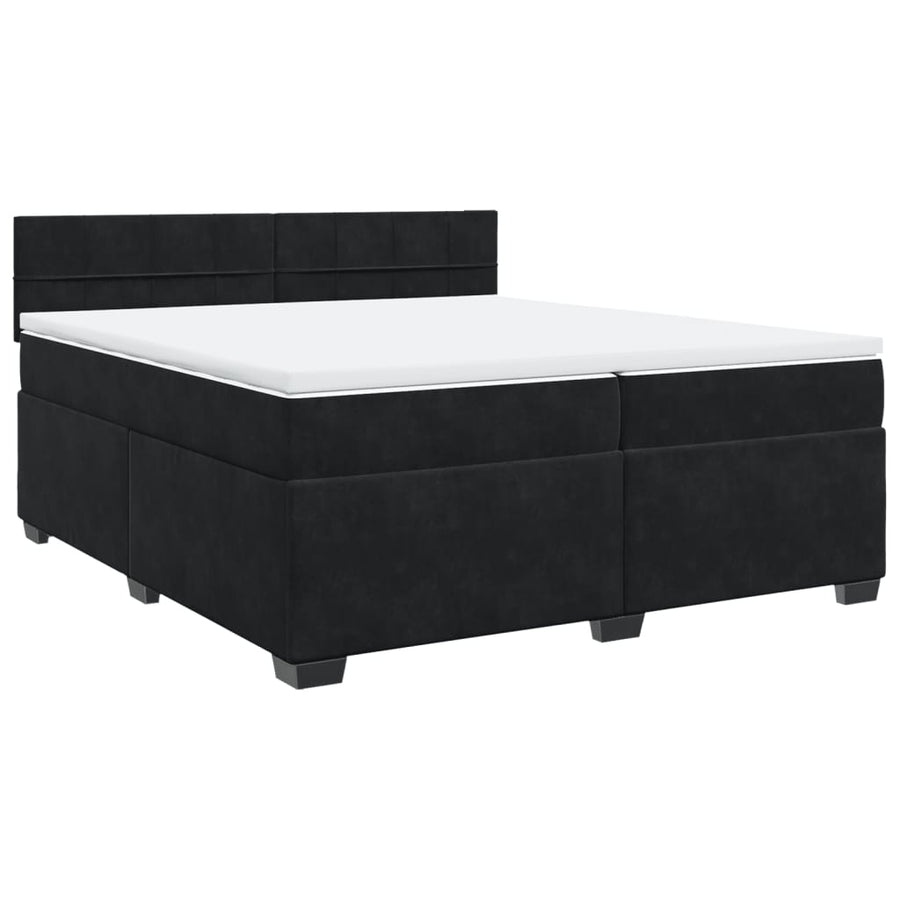 Boxspring met matras fluweel zwart 200x200 cm