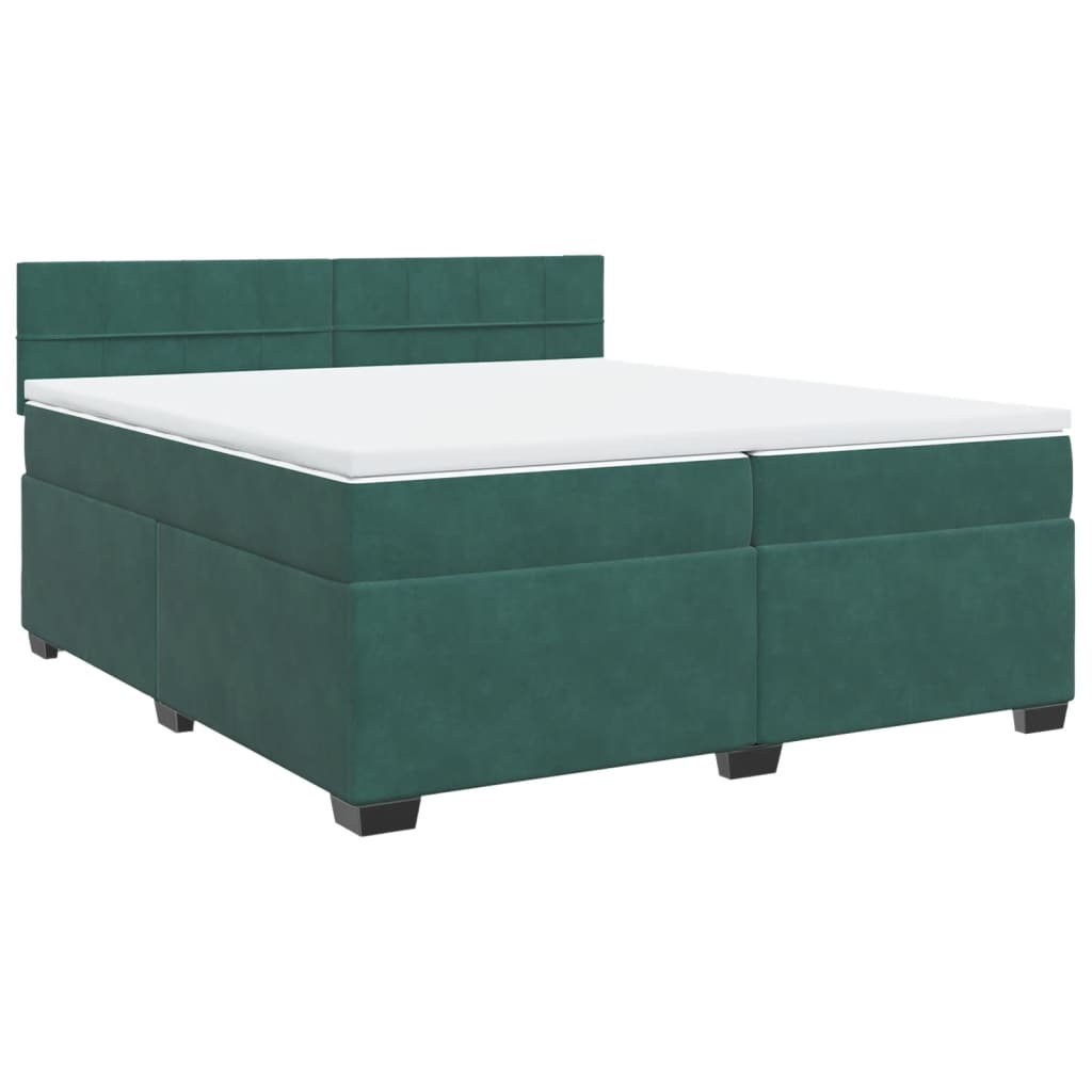 Boxspring met matras fluweel donkergroen 200x200 cm