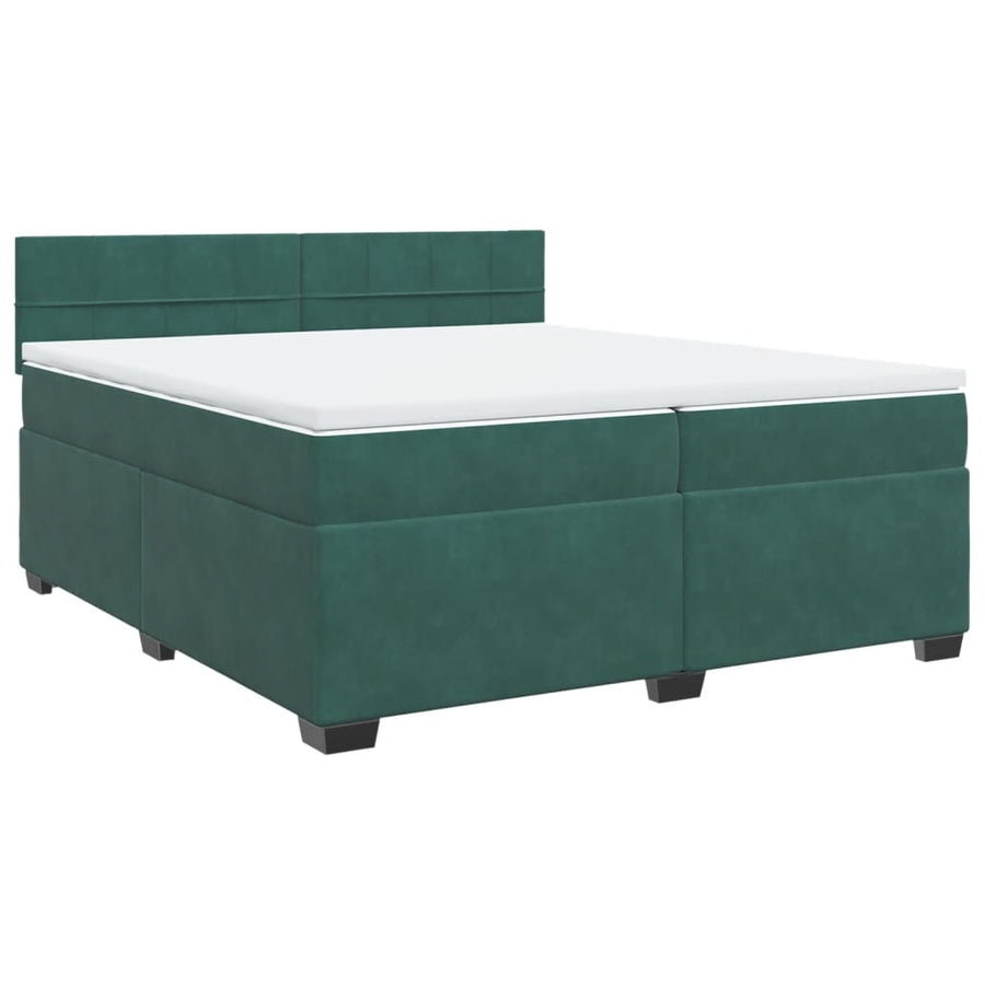 Boxspring met matras fluweel donkergroen 200x200 cm