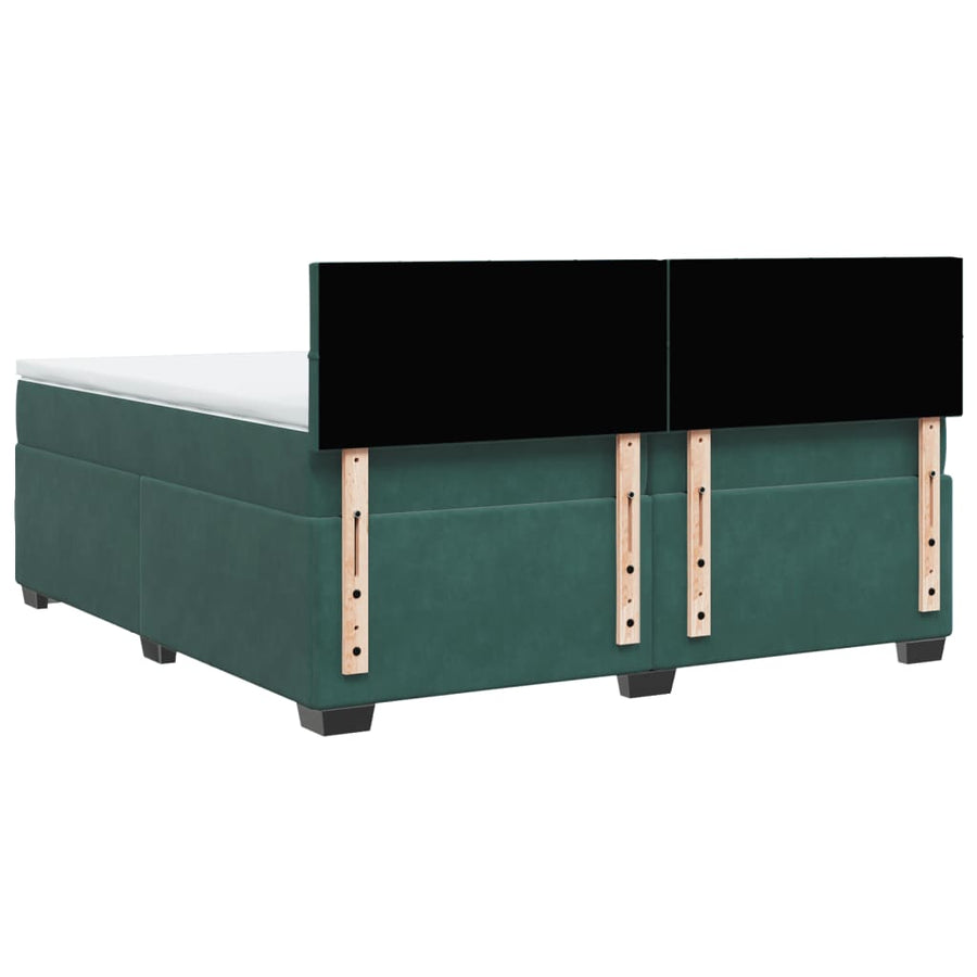 Boxspring met matras fluweel donkergroen 200x200 cm