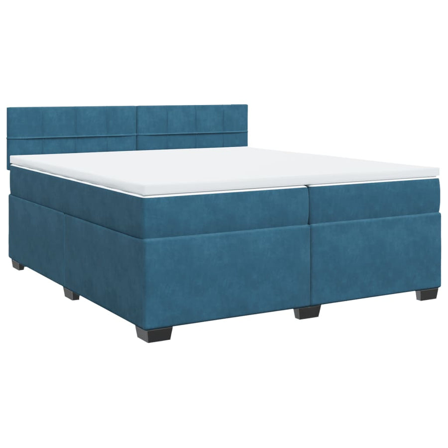 Boxspring met matras fluweel blauw 200x200 cm