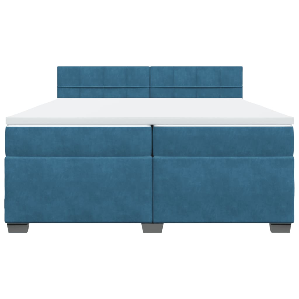 Boxspring met matras fluweel blauw 200x200 cm