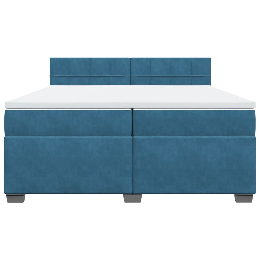 Boxspring met matras fluweel blauw 200x200 cm