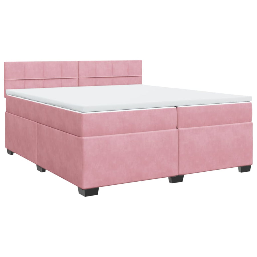 Boxspring met matras fluweel roze 200x200 cm