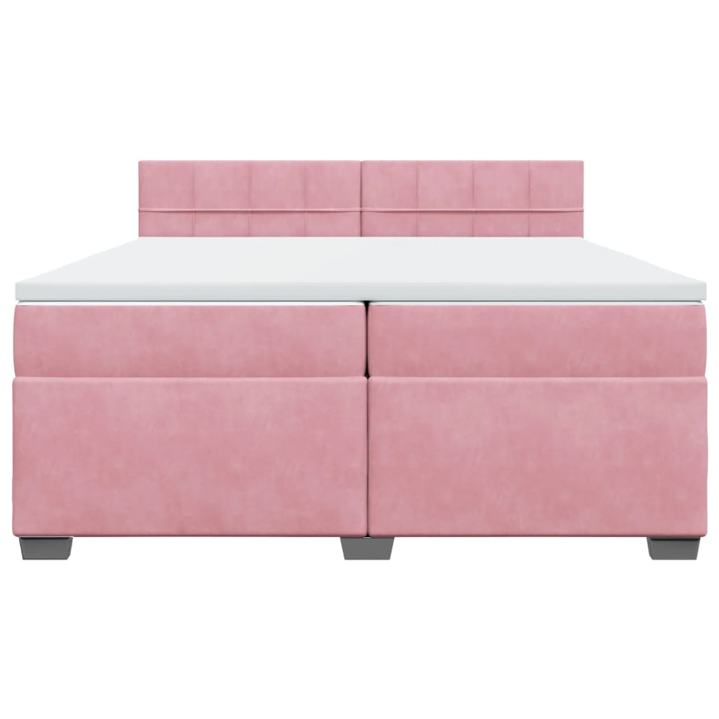 Boxspring met matras fluweel roze 200x200 cm