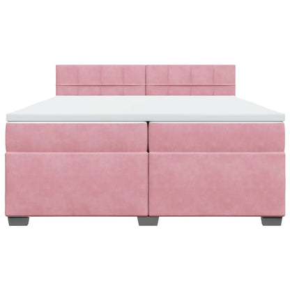 Boxspring met matras fluweel roze 200x200 cm