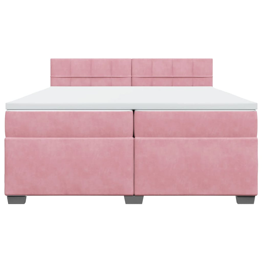 Boxspring met matras fluweel roze 200x200 cm