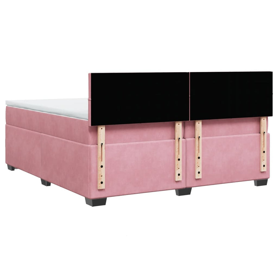 Boxspring met matras fluweel roze 200x200 cm
