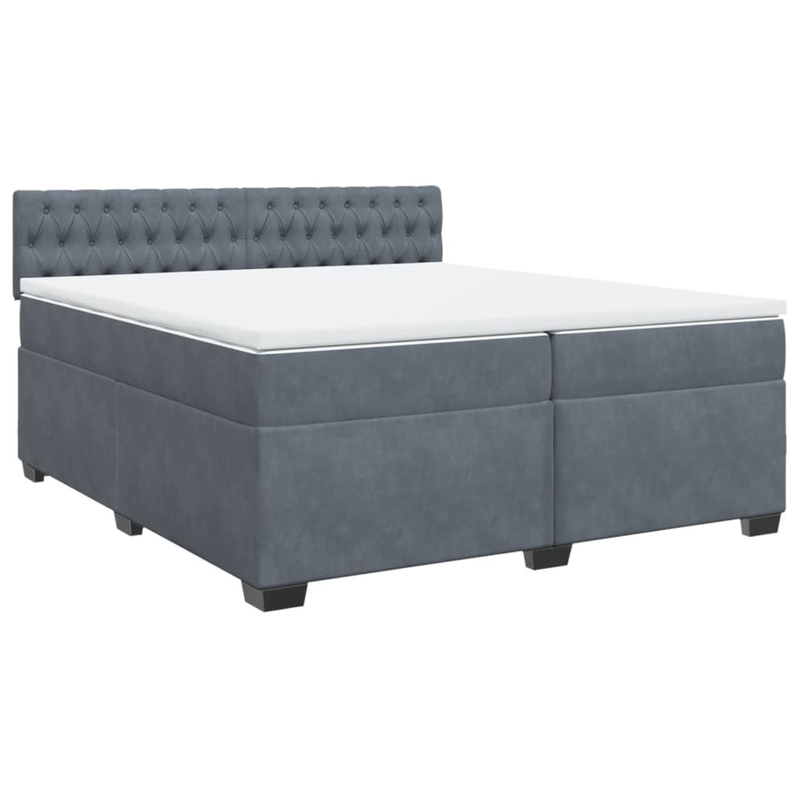 Boxspring met matras fluweel donkergrijs 200x200 cm