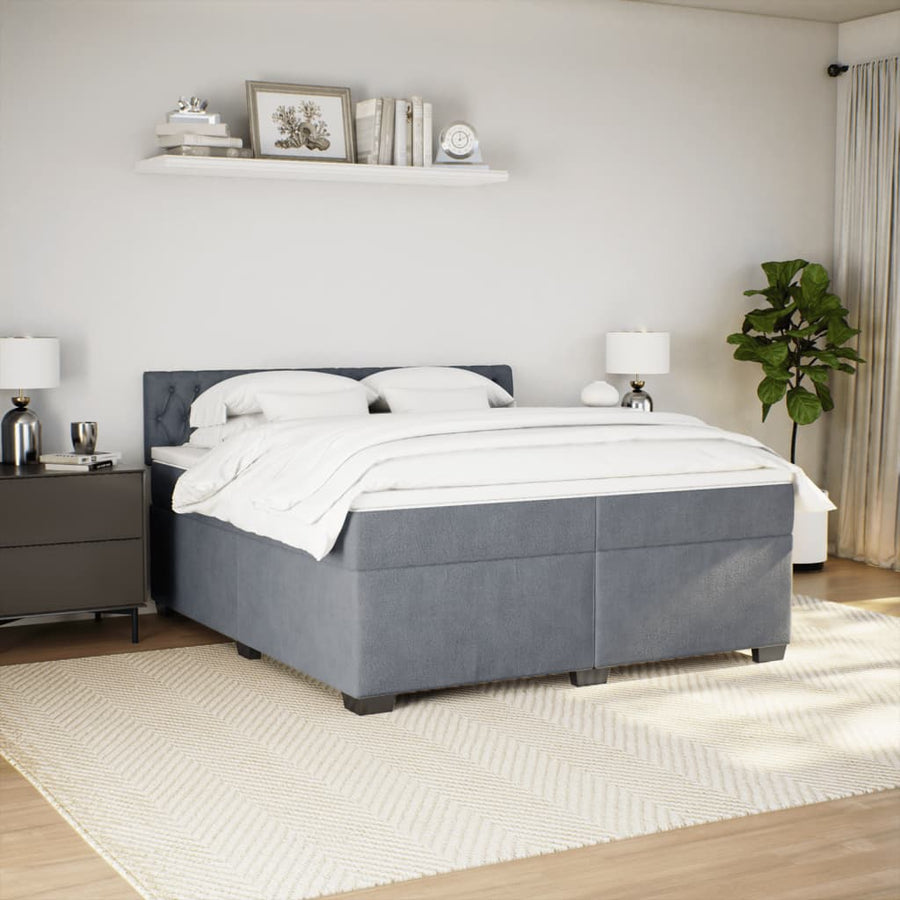 Boxspring met matras fluweel donkergrijs 200x200 cm
