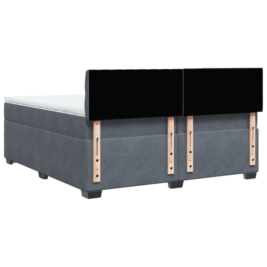 Boxspring met matras fluweel donkergrijs 200x200 cm
