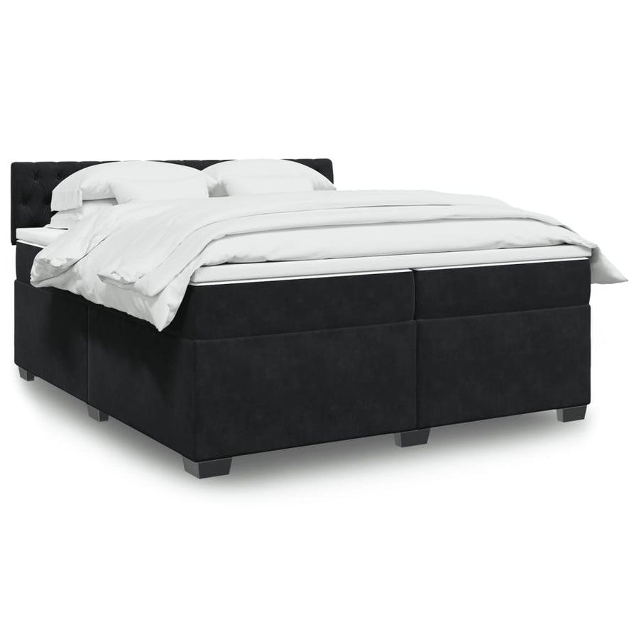 Boxspring met matras fluweel zwart 200x200 cm
