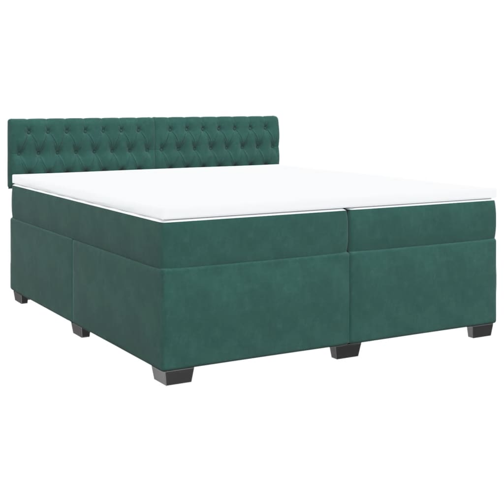 Boxspring met matras fluweel donkergroen 200x200 cm