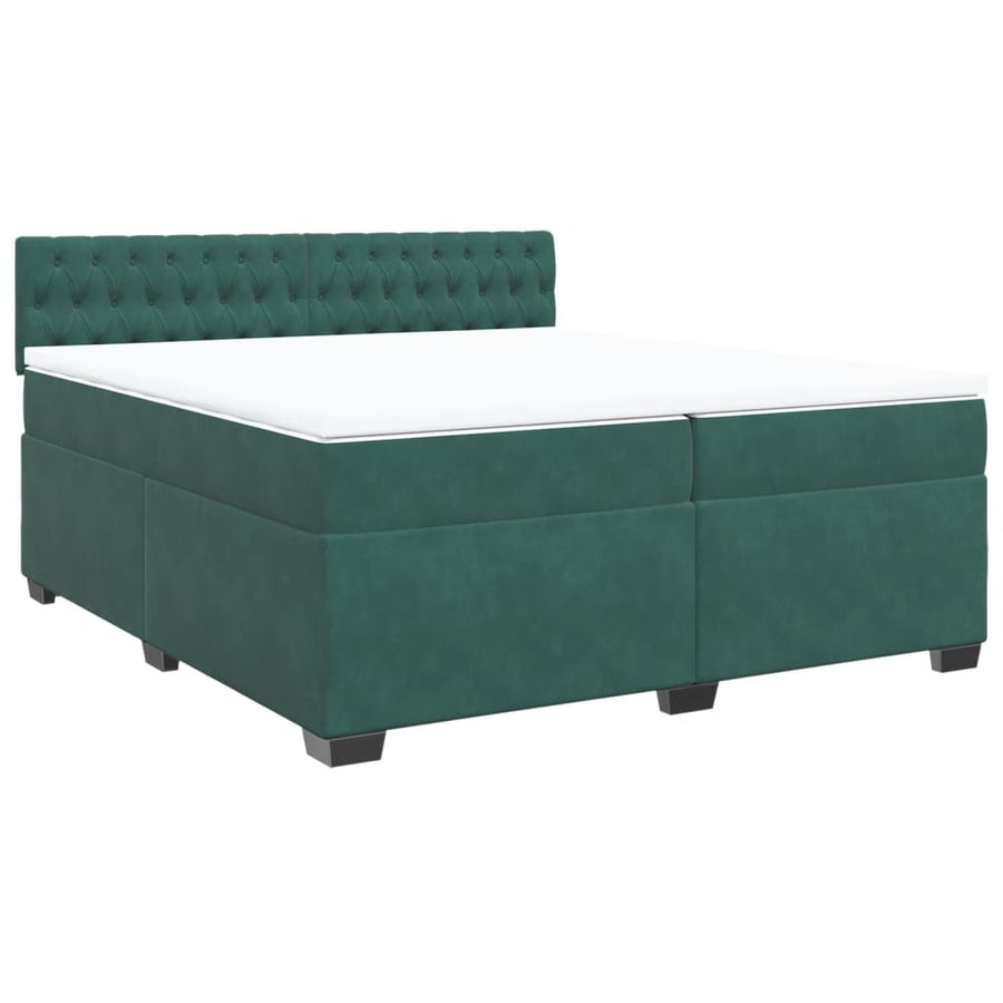 Boxspring met matras fluweel donkergroen 200x200 cm