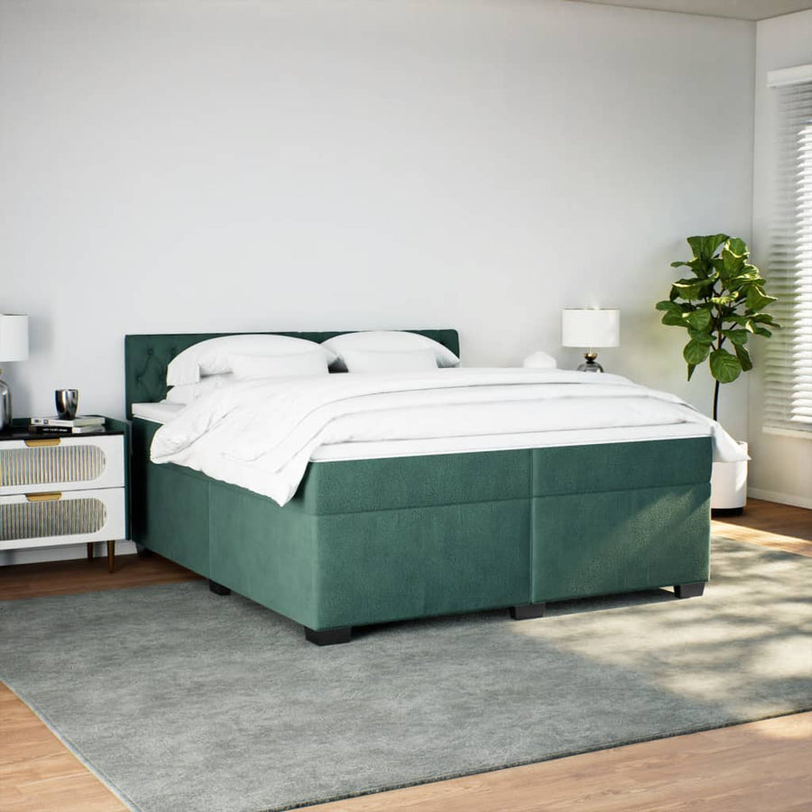 Boxspring met matras fluweel donkergroen 200x200 cm