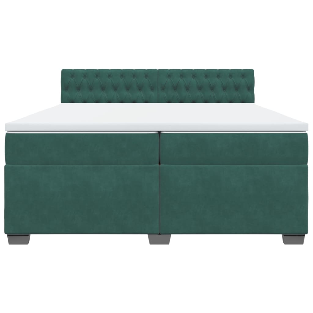 Boxspring met matras fluweel donkergroen 200x200 cm
