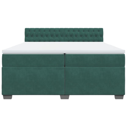 Boxspring met matras fluweel donkergroen 200x200 cm