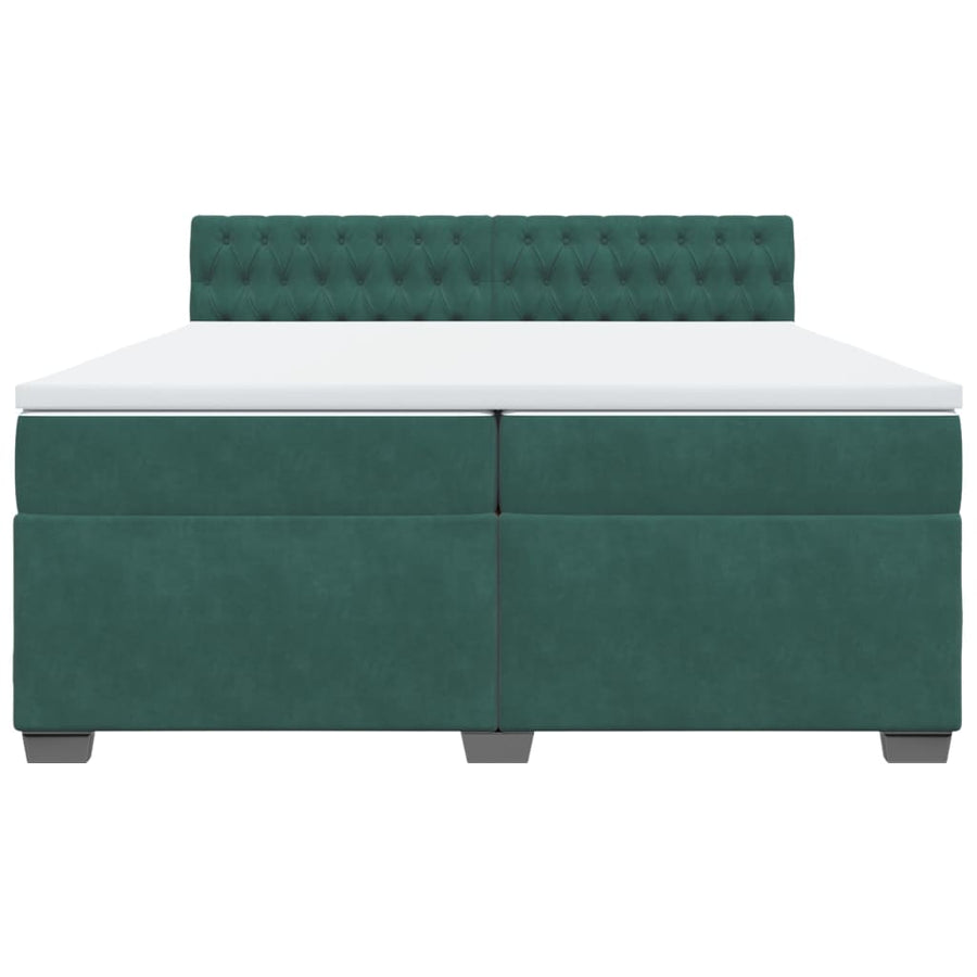 Boxspring met matras fluweel donkergroen 200x200 cm