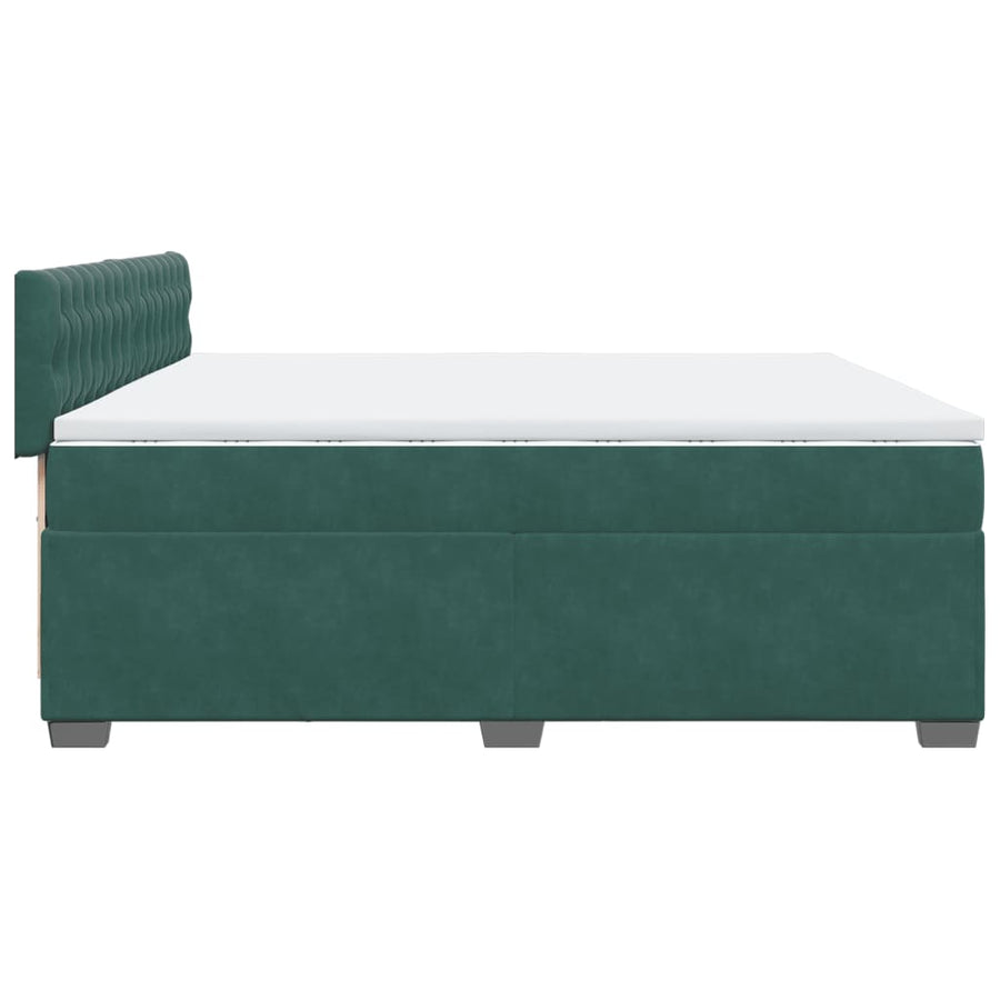 Boxspring met matras fluweel donkergroen 200x200 cm