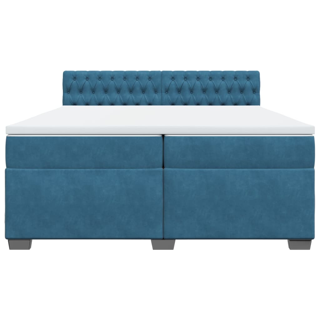 Boxspring met matras fluweel blauw 200x200 cm