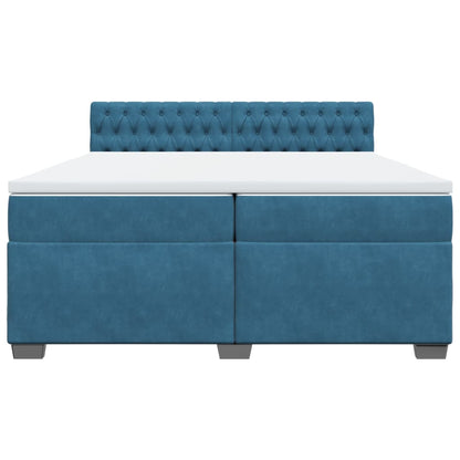 Boxspring met matras fluweel blauw 200x200 cm