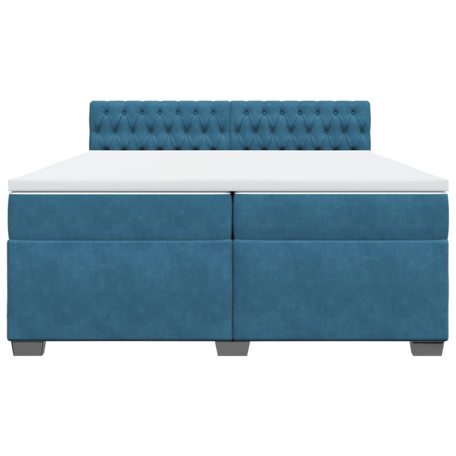 Boxspring met matras fluweel blauw 200x200 cm