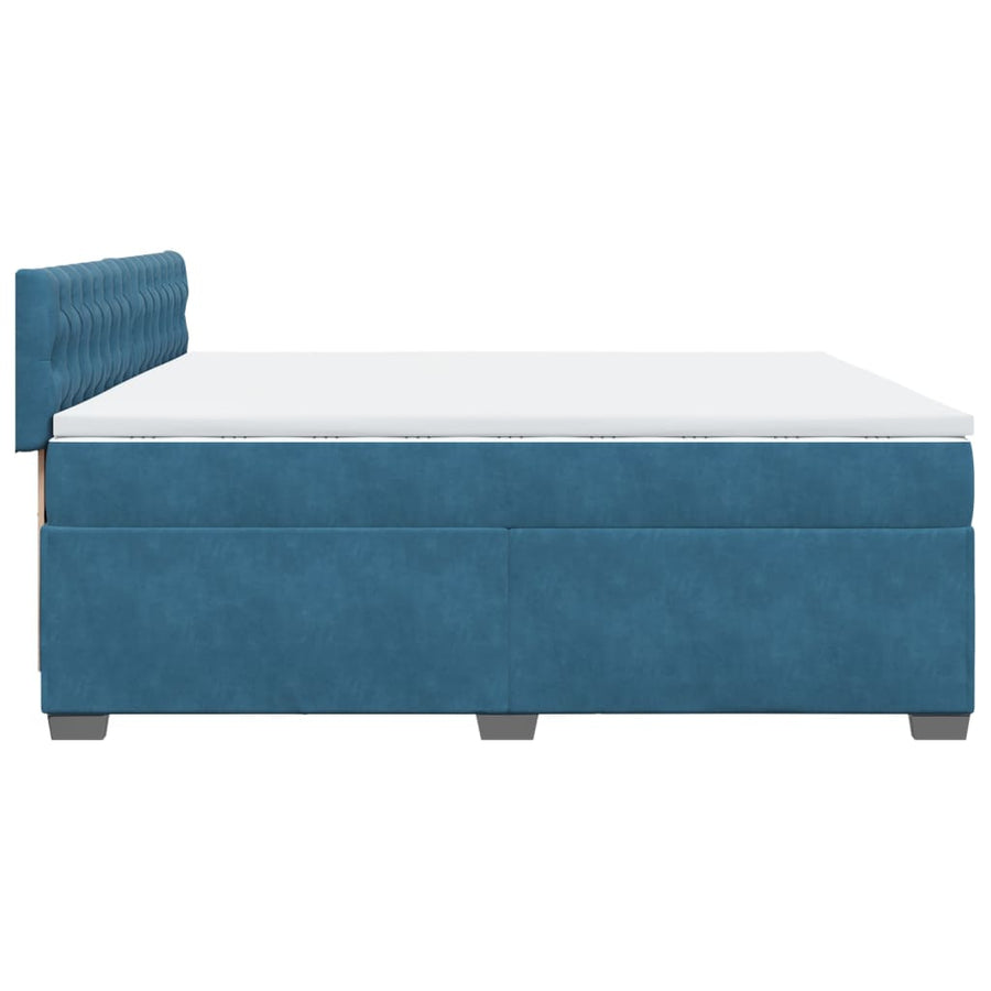 Boxspring met matras fluweel blauw 200x200 cm