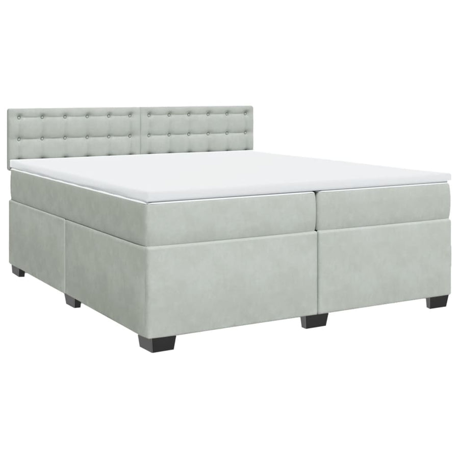 Boxspring met matras fluweel lichtgrijs 200x200 cm
