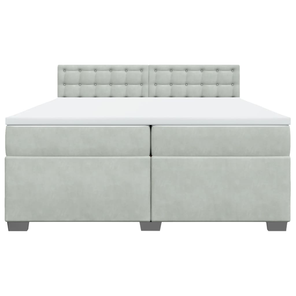 Boxspring met matras fluweel lichtgrijs 200x200 cm